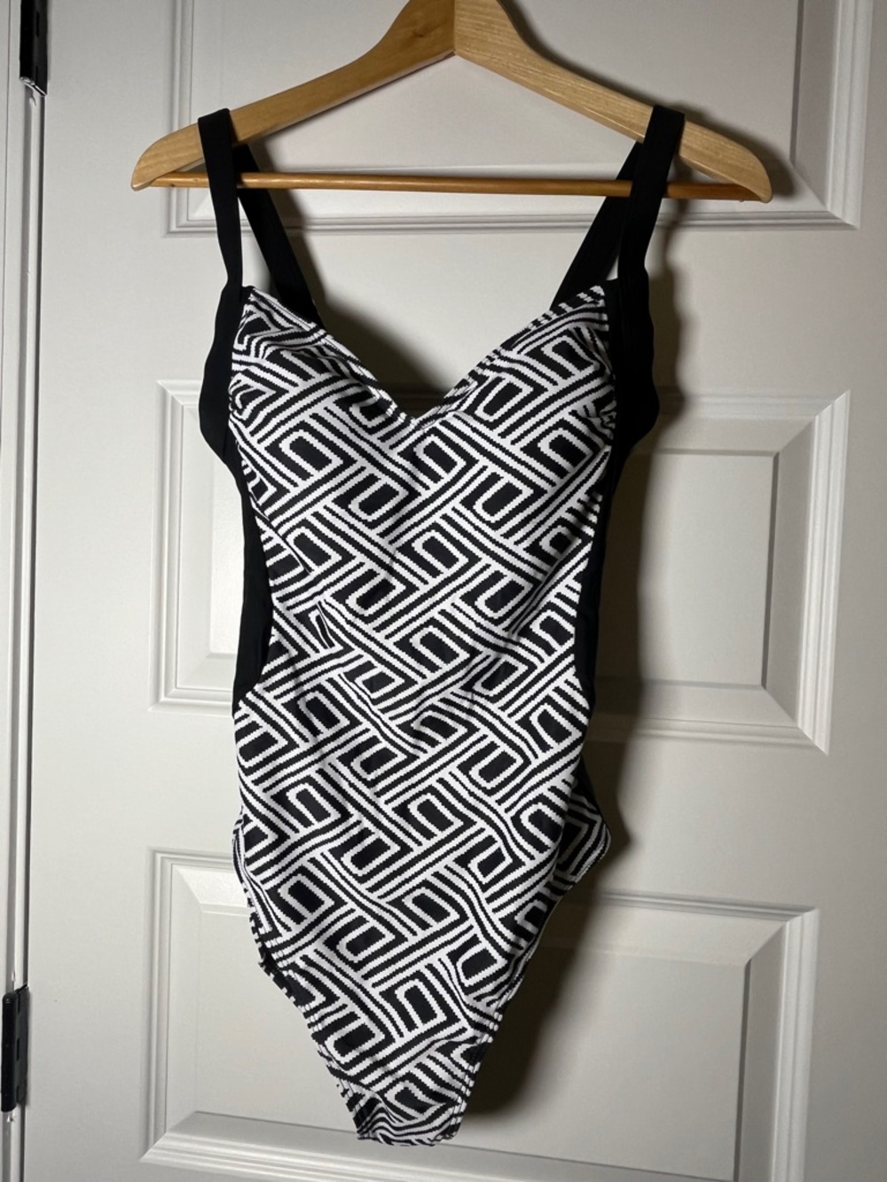 Classic Black & White Geometric One-Piece Swimsuit